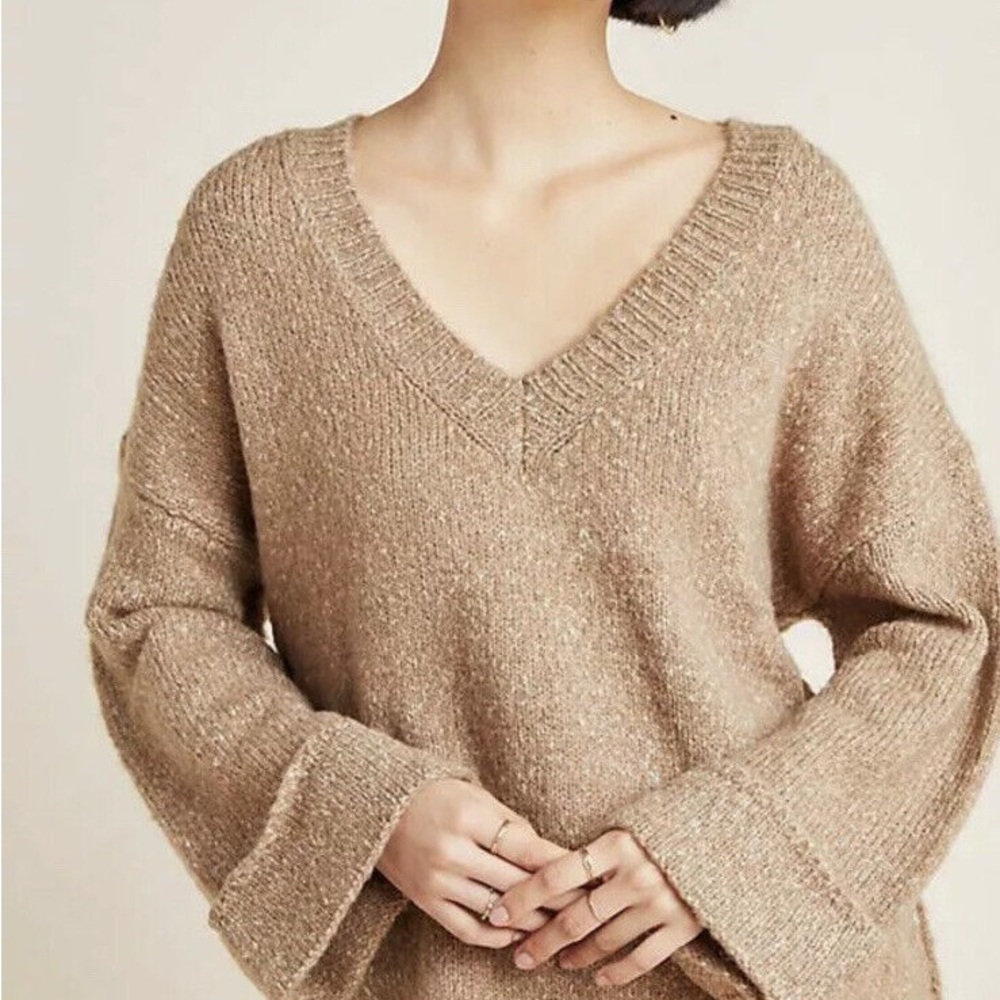 Anthropologie Maggie Bell-Sleeved Sweater Relaxed Fit